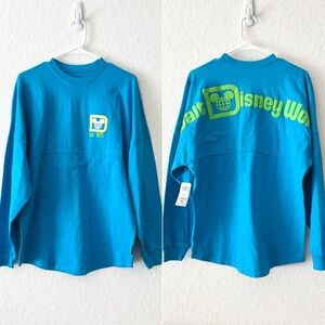 NWT Disney Parks Neon Blue & Green Walt Disney World Long Sleeve Spirit Jersey S